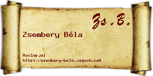 Zsembery Béla névjegykártya
